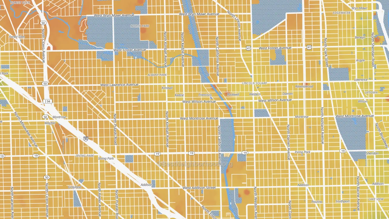 Transit Grade map of Ravenswood Manor, Chicago, IL