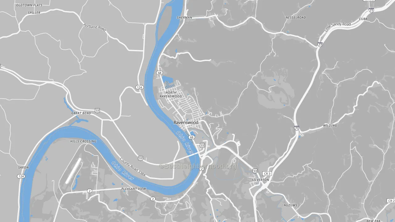 Transit Grade map of Ravenswood, WV