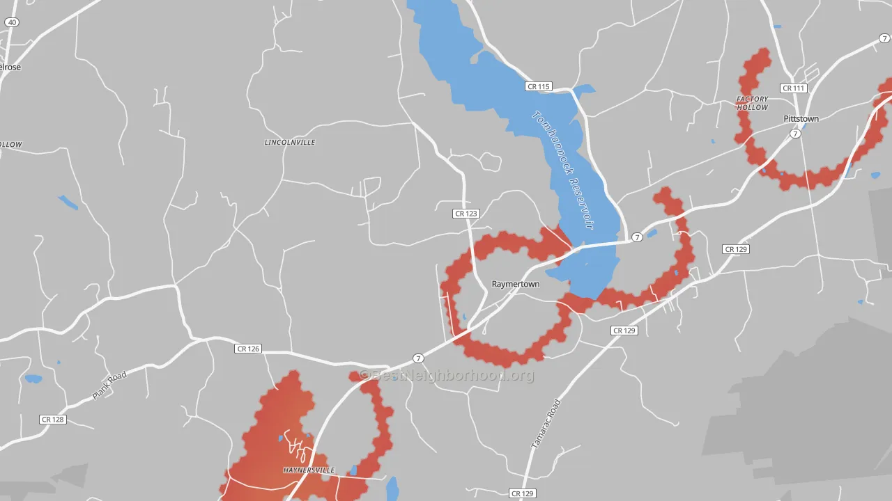Transit Grade map of Raymertown, NY