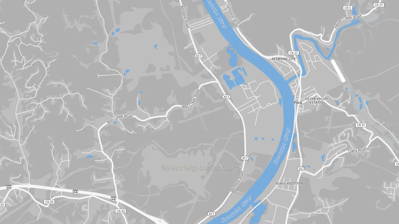 Transit Grade map of Raymond City, WV