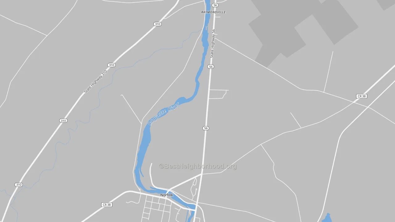 Transit Grade map of Raymondville, NY