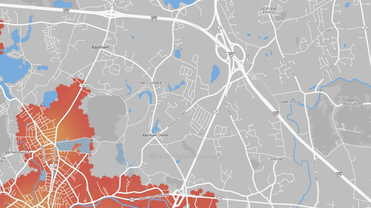 Transit Grade map of Raynham, MA