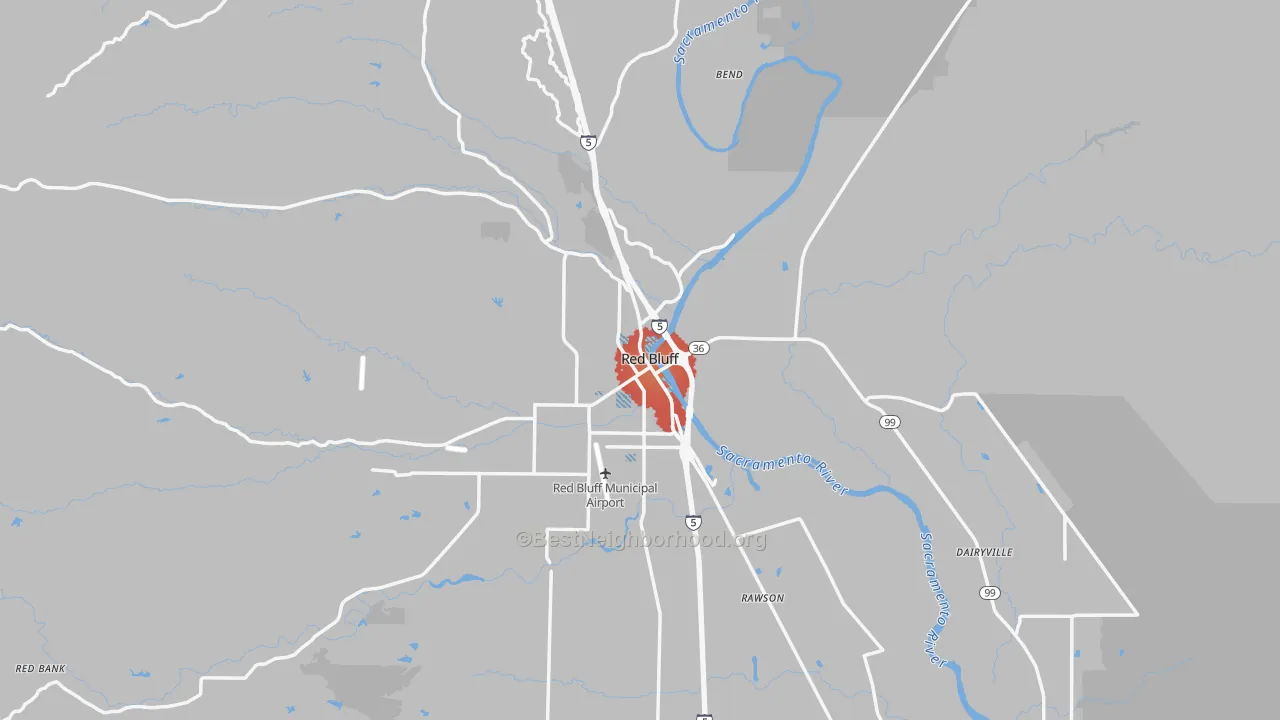 Transit Grade map of Red Bluff, CA