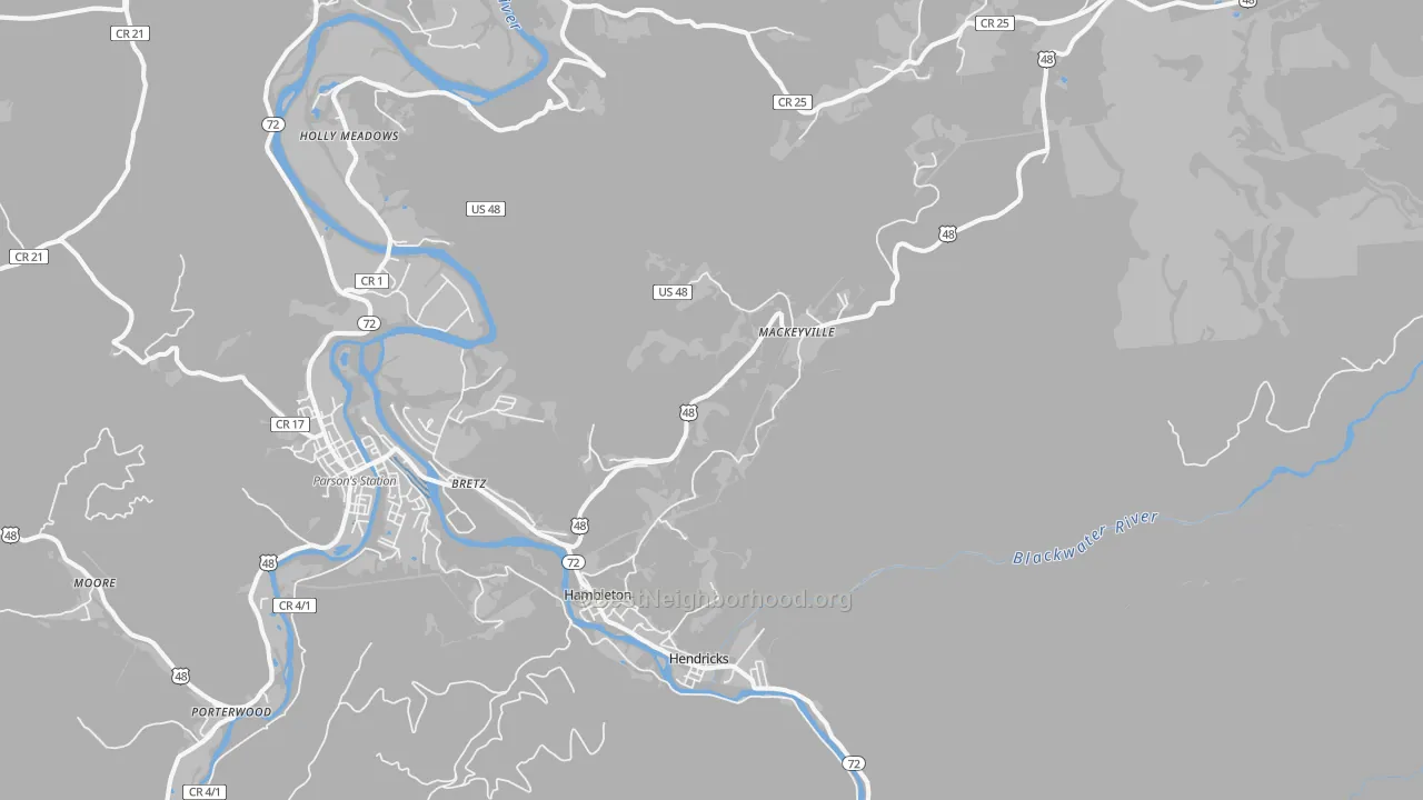 Transit Grade map of Red Creek, WV