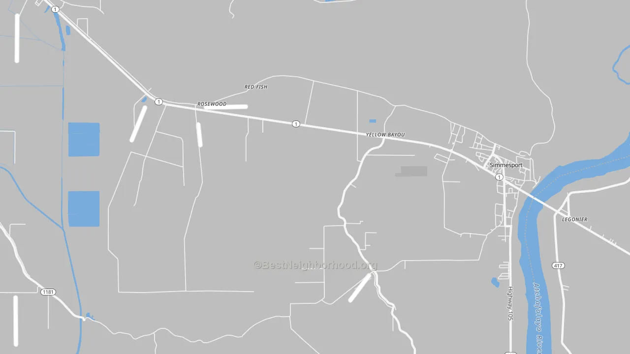 Transit Grade map of Red Fish, LA