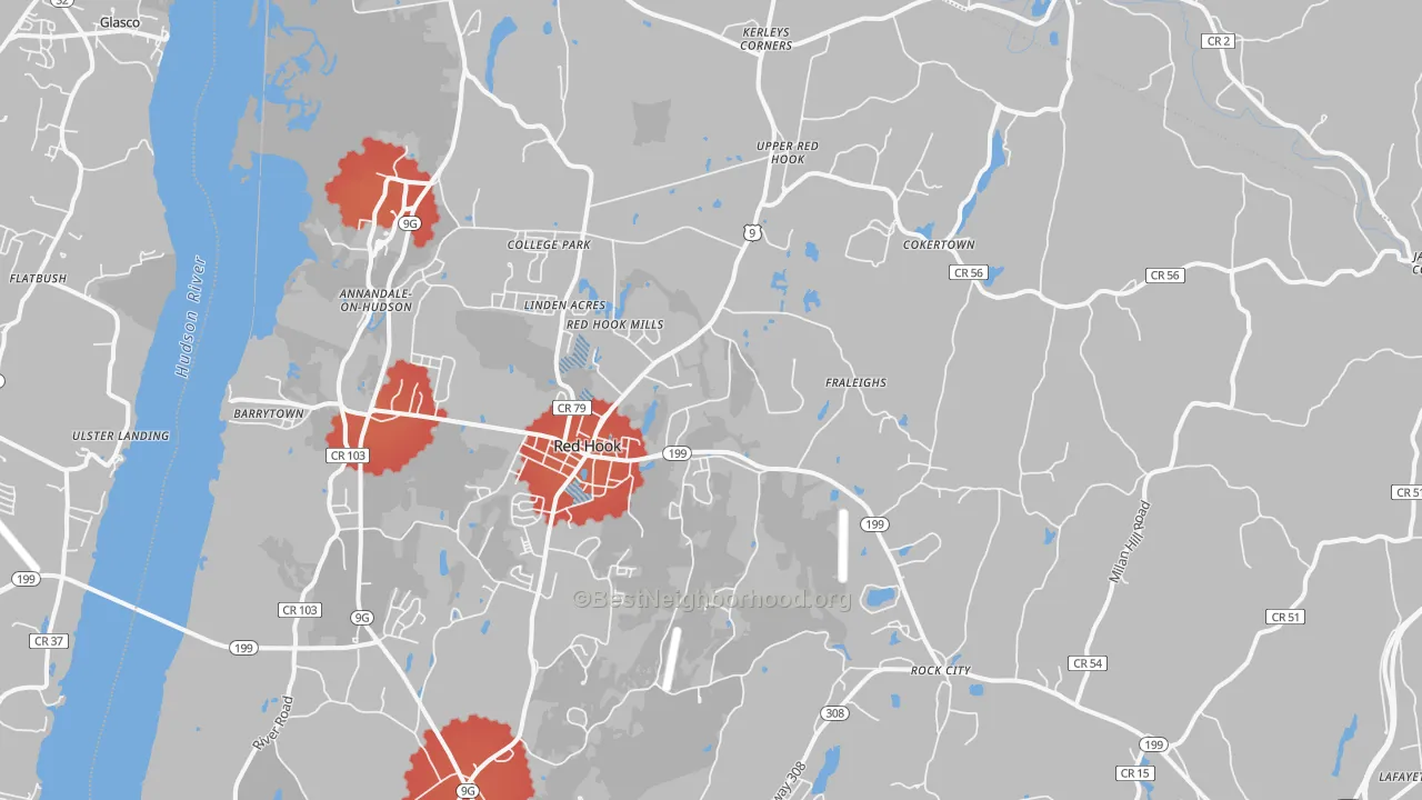 Transit Grade map of Red Hook, NY