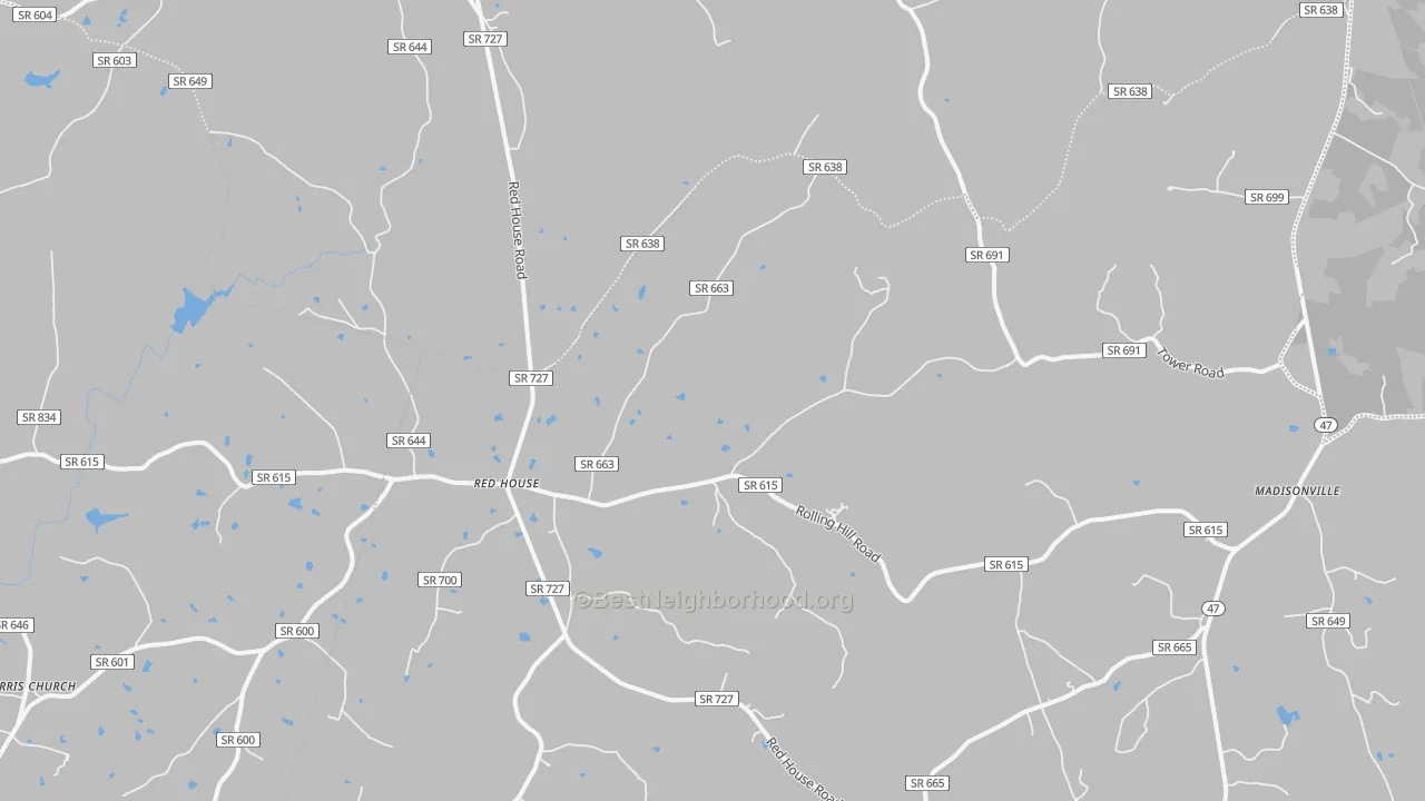 Transit Grade map of Red House, VA