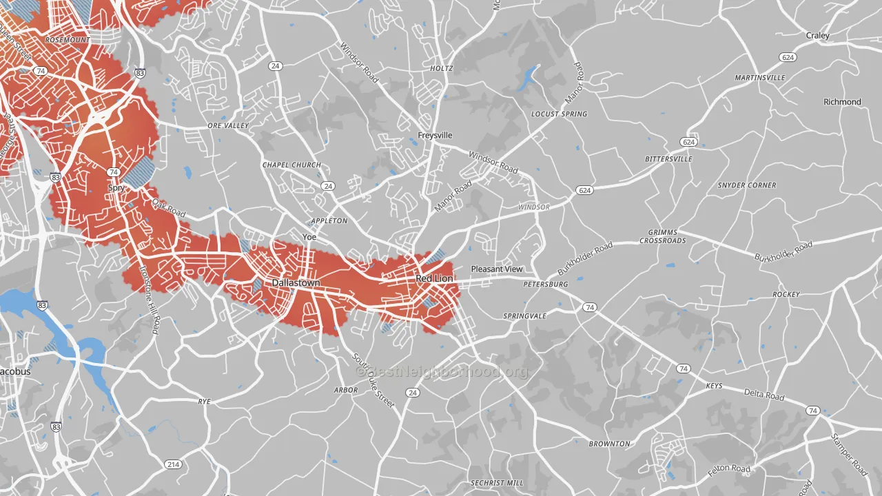 Transit Grade map of Red Lion, PA