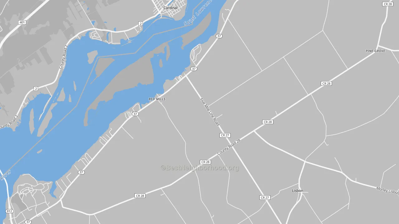 Transit Grade map of Red Mills, NY