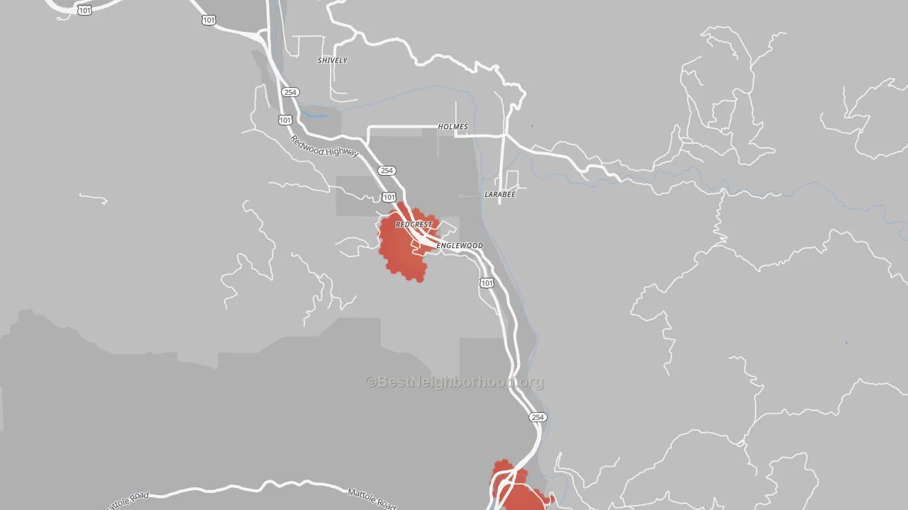 Transit Grade map of Redcrest, CA