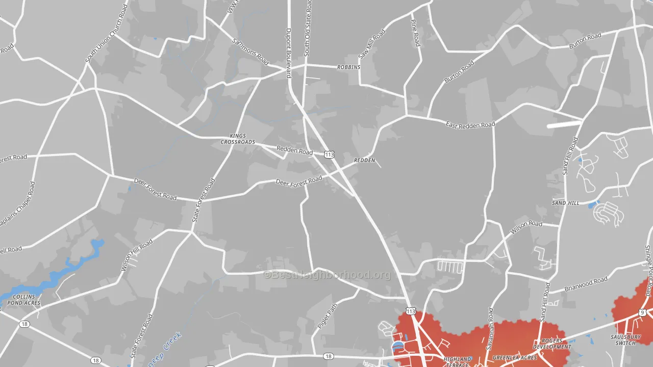 Transit Grade map of Redden, DE