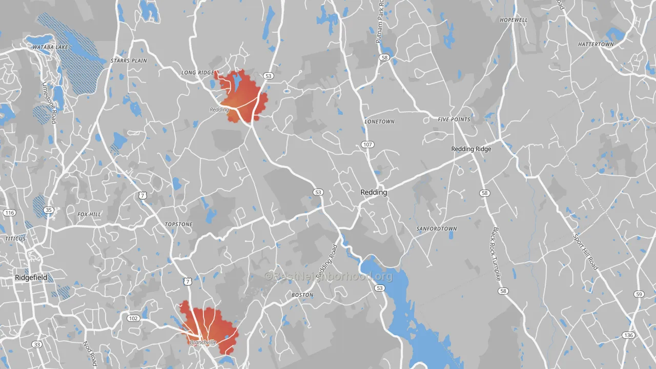 Transit Grade map of Redding, CT