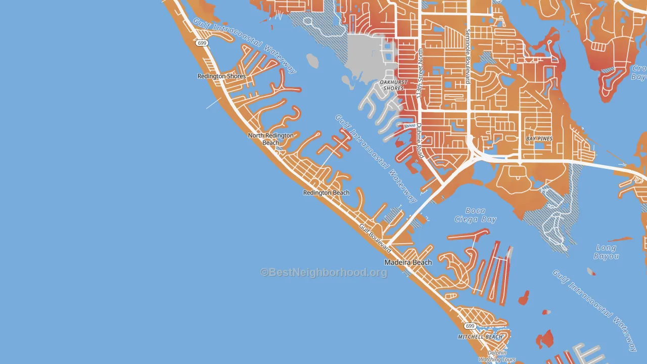 Transit Grade map of Redington Beach, FL