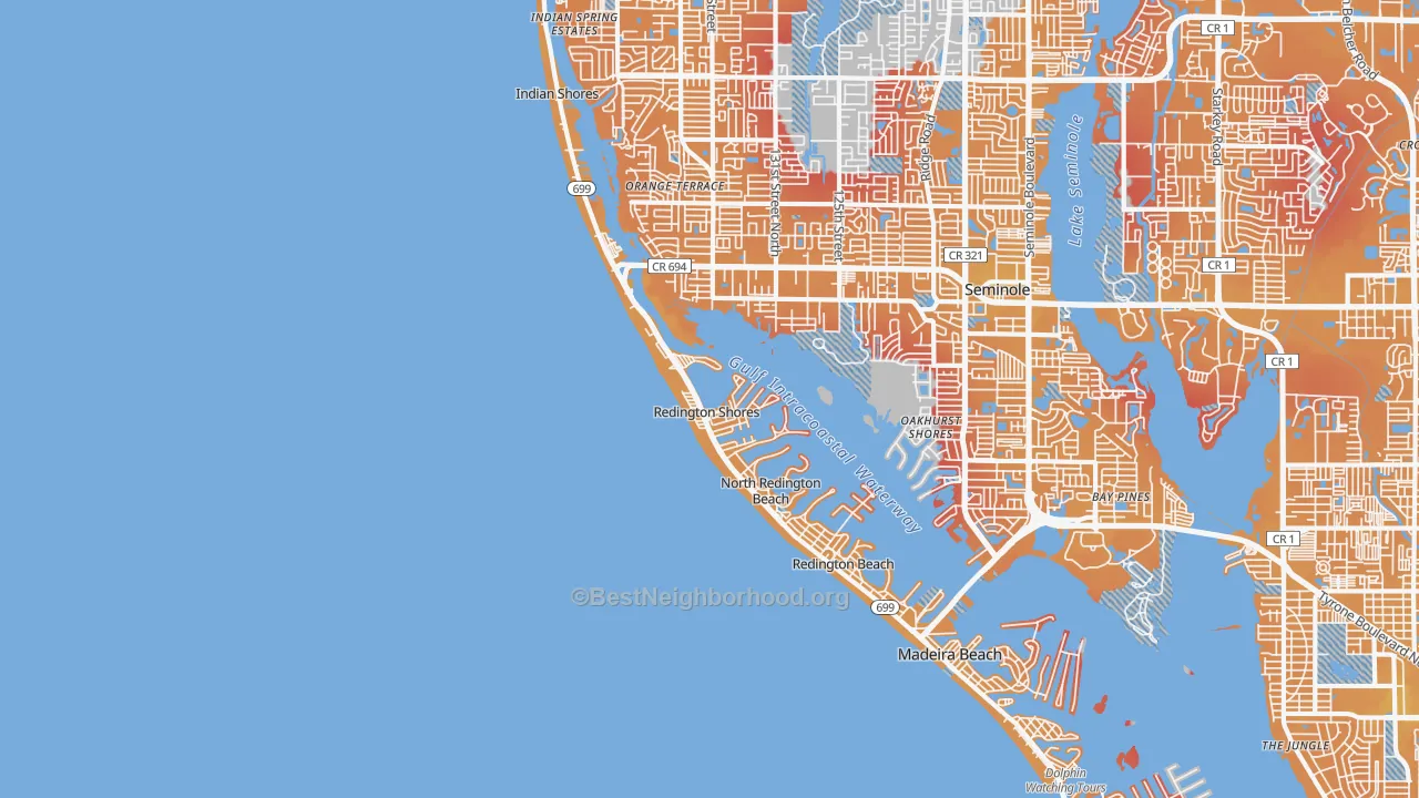 Transit Grade map of Redington Shores, FL