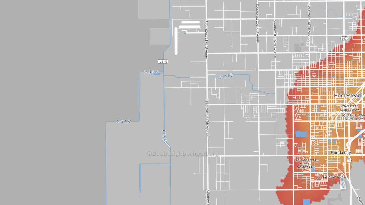 Transit Grade map of Redland, FL
