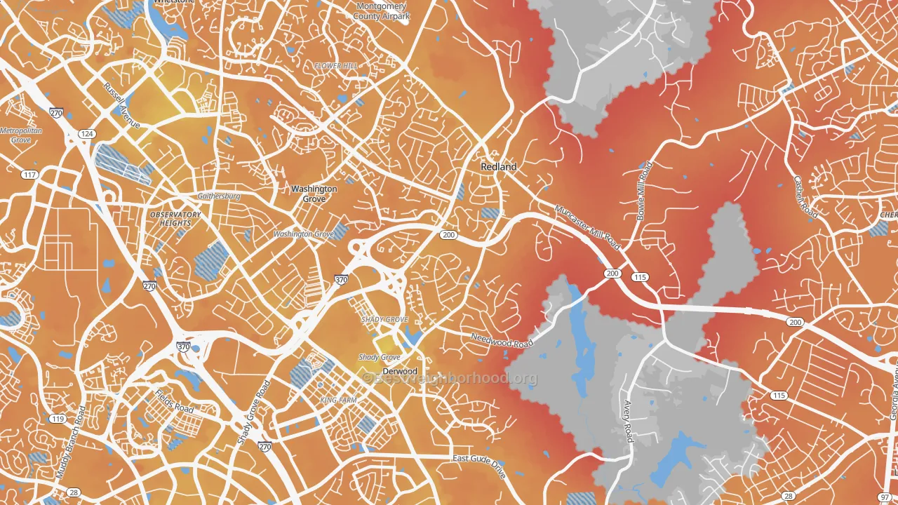Transit Grade map of Redland, MD