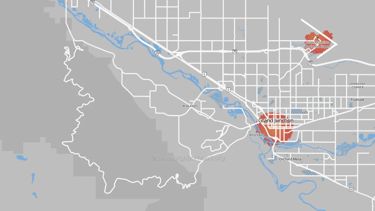 Transit Grade map of Redlands, CO