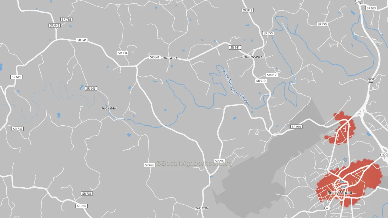 Transit Grade map of Redwood, VA