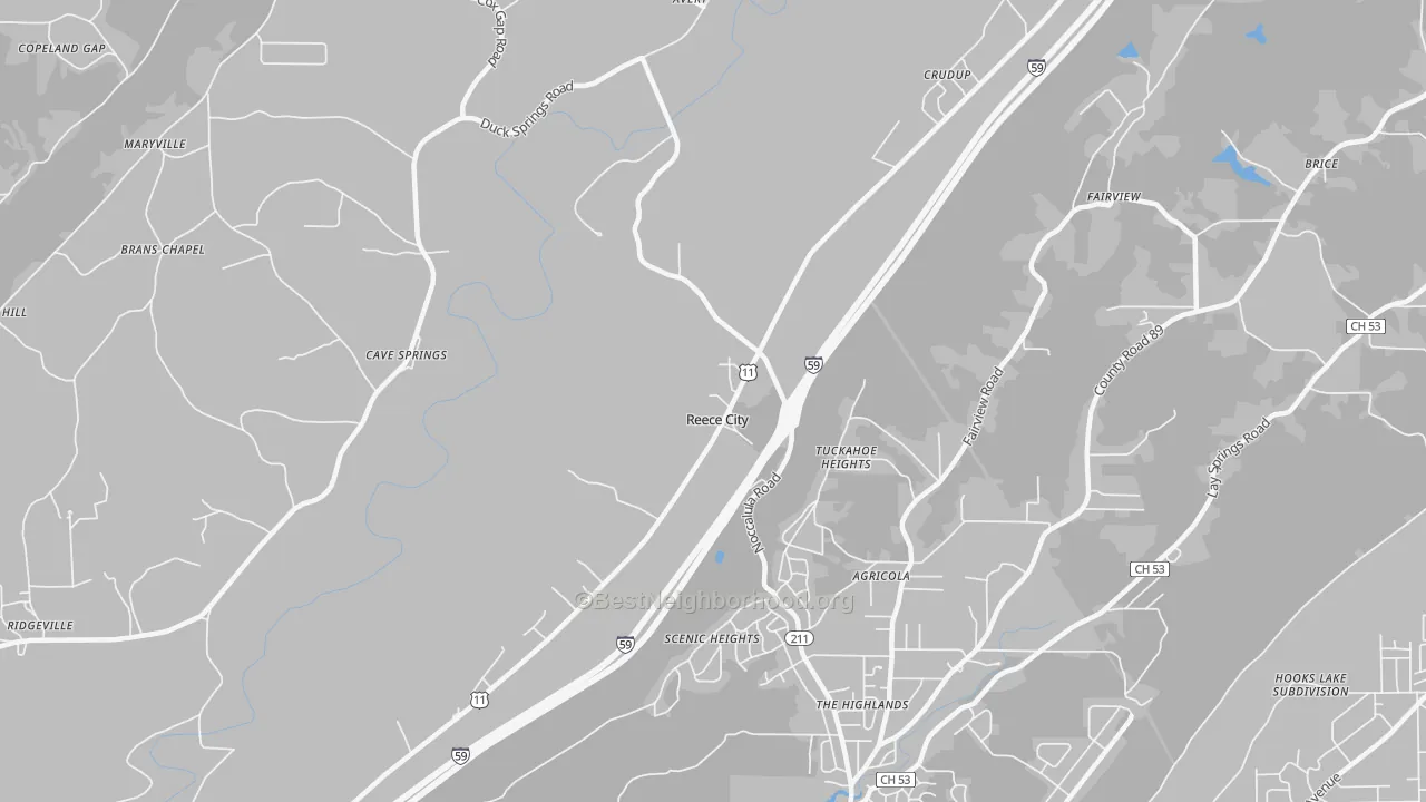 Transit Grade map of Reece City, AL