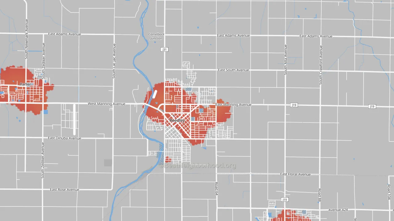 Transit Grade map of Reedley, CA