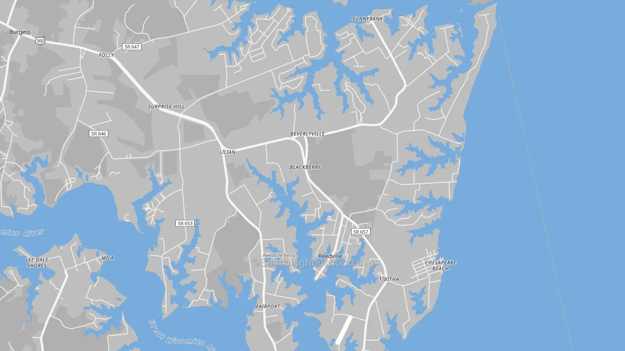 Transit Grade map of Reedville, VA