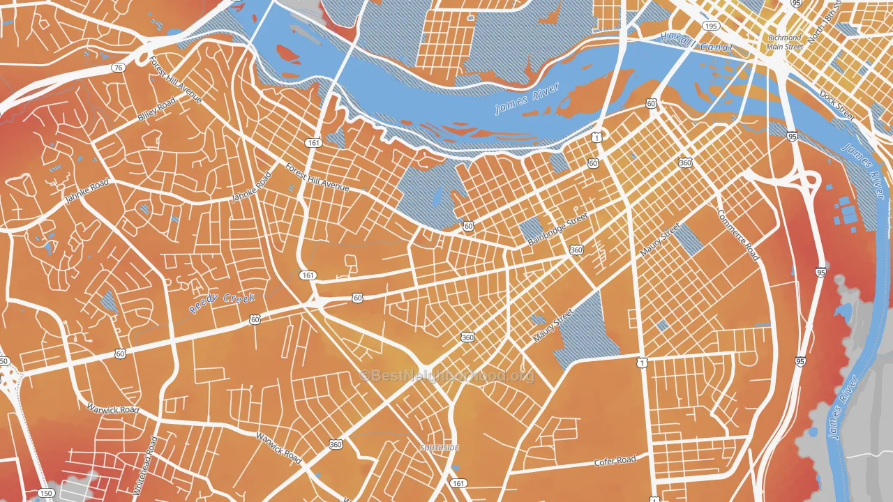 Transit Grade map of Reedy Creek, Richmond, VA