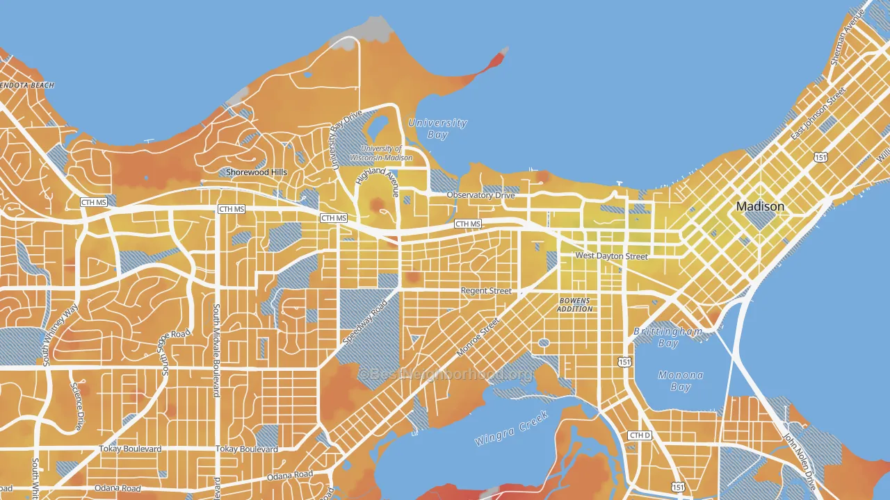 Transit Grade map of Regent, Madison, WI