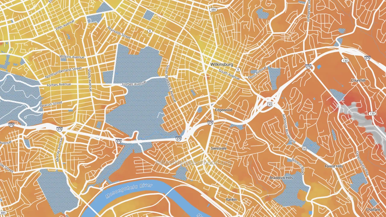 Transit Grade map of Regent Square, Pittsburgh, PA