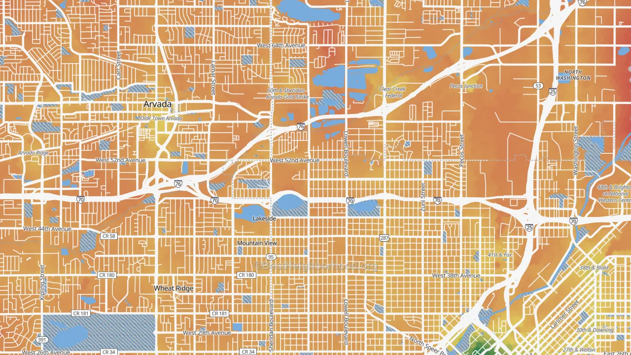 Transit Grade map of Regis, Denver, CO