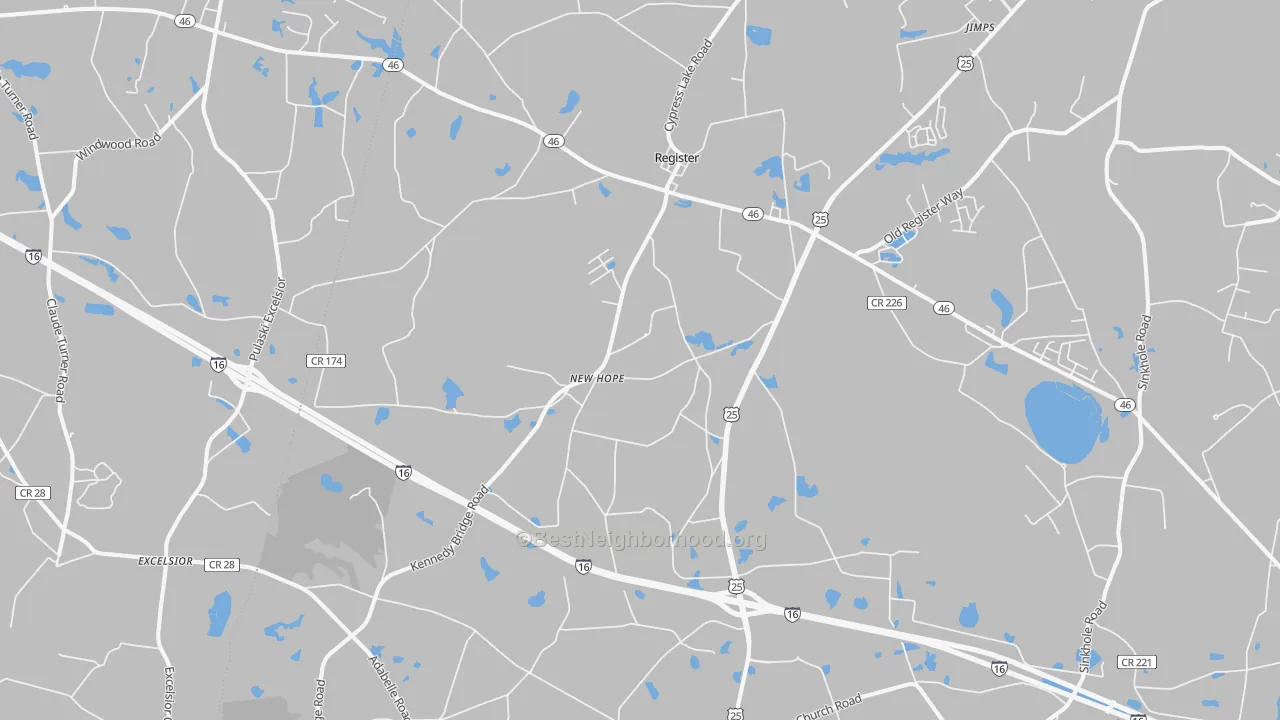 Transit Grade map of Register, GA