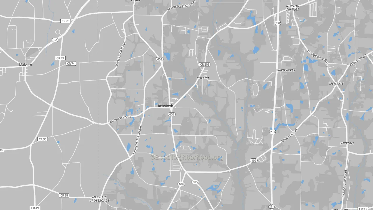 Transit Grade map of Rehobeth, AL