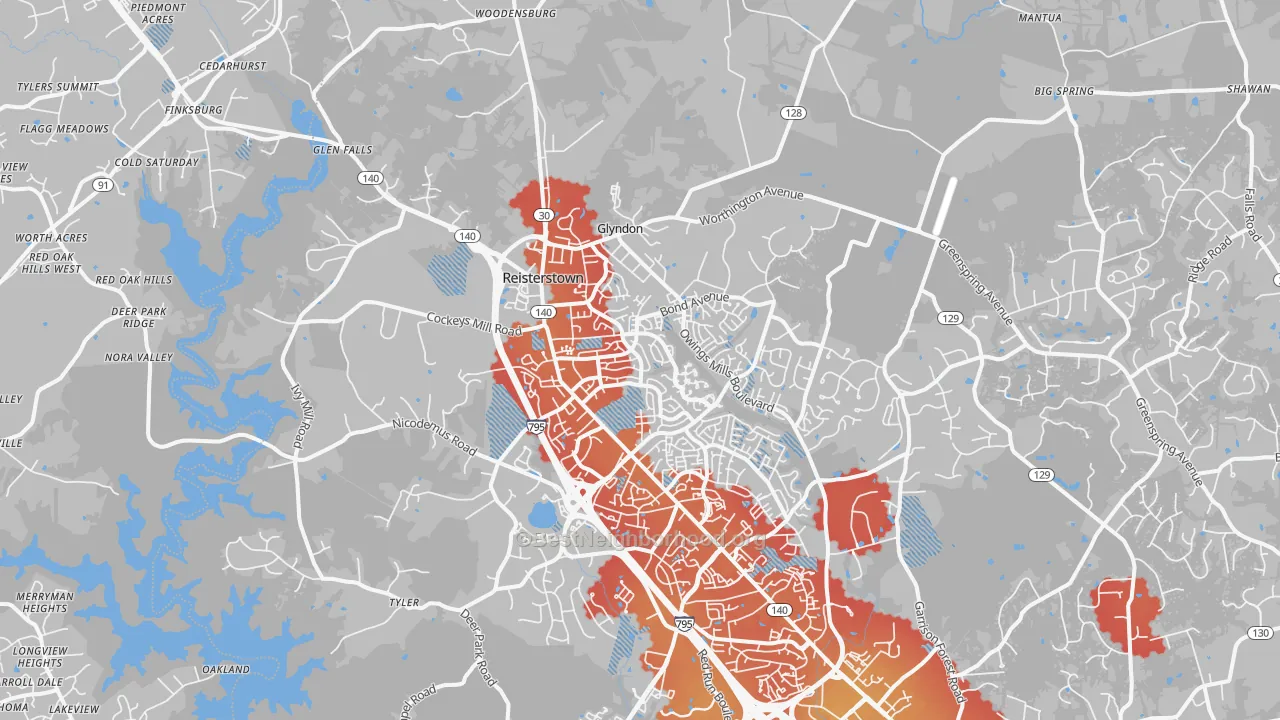 Transit Grade map of Reisterstown, MD
