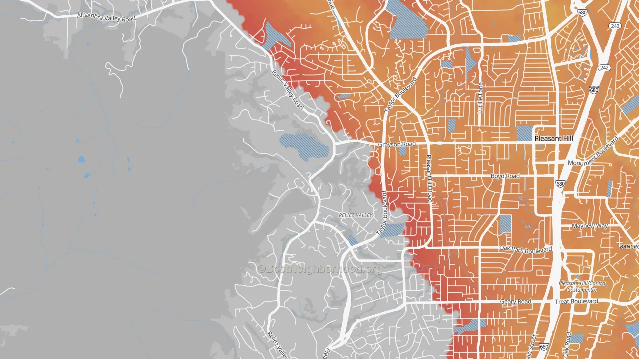 Transit Grade map of Reliez Valley, CA