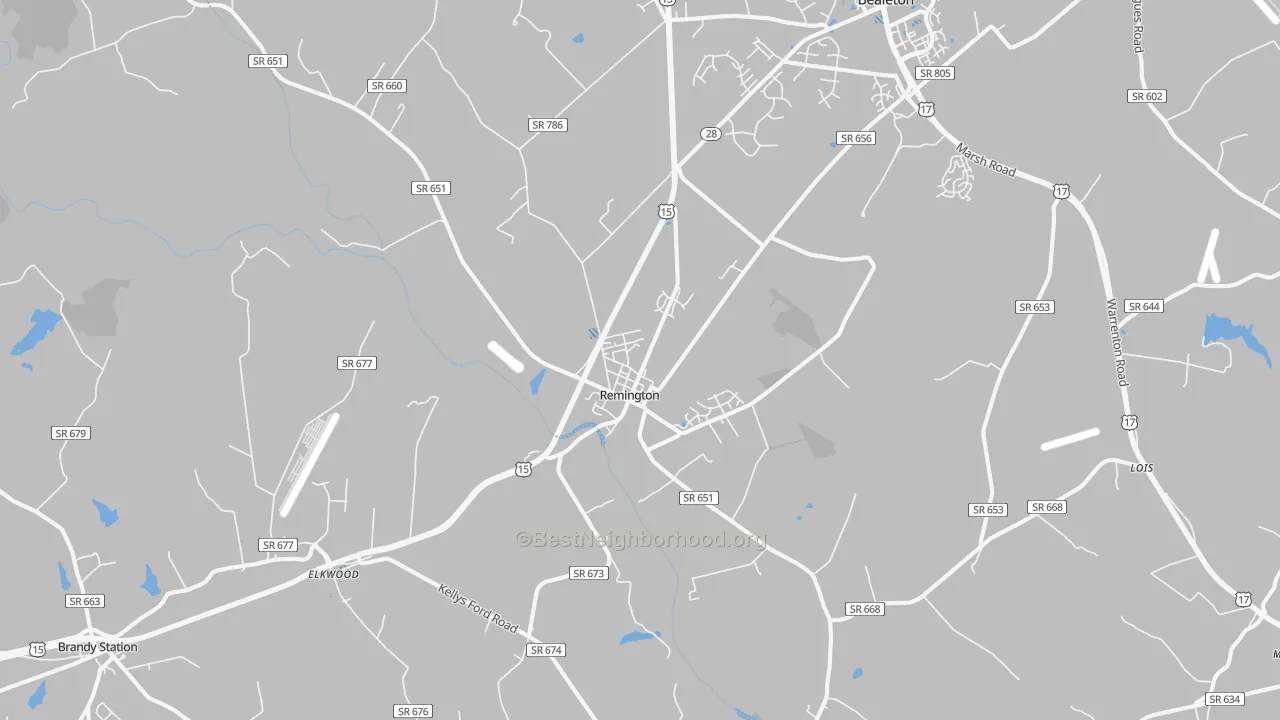 Transit Grade map of Remington, VA
