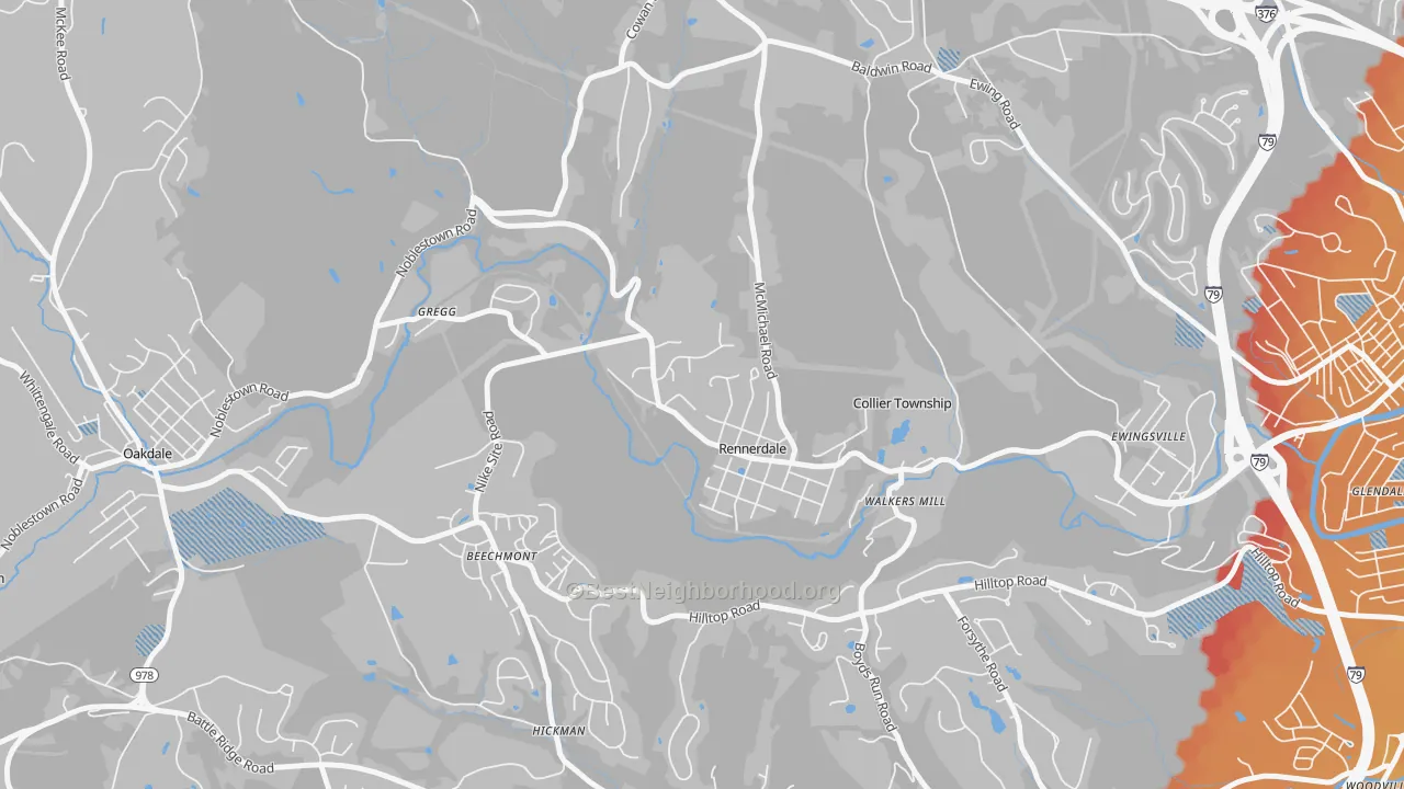 Transit Grade map of Rennerdale, PA