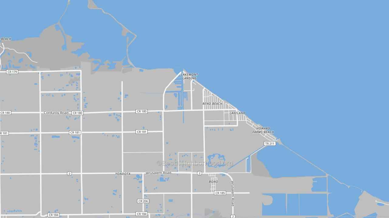 Transit Grade map of Reno Beach, OH