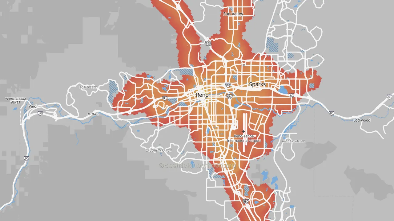 Transit Grade map of Reno, NV
