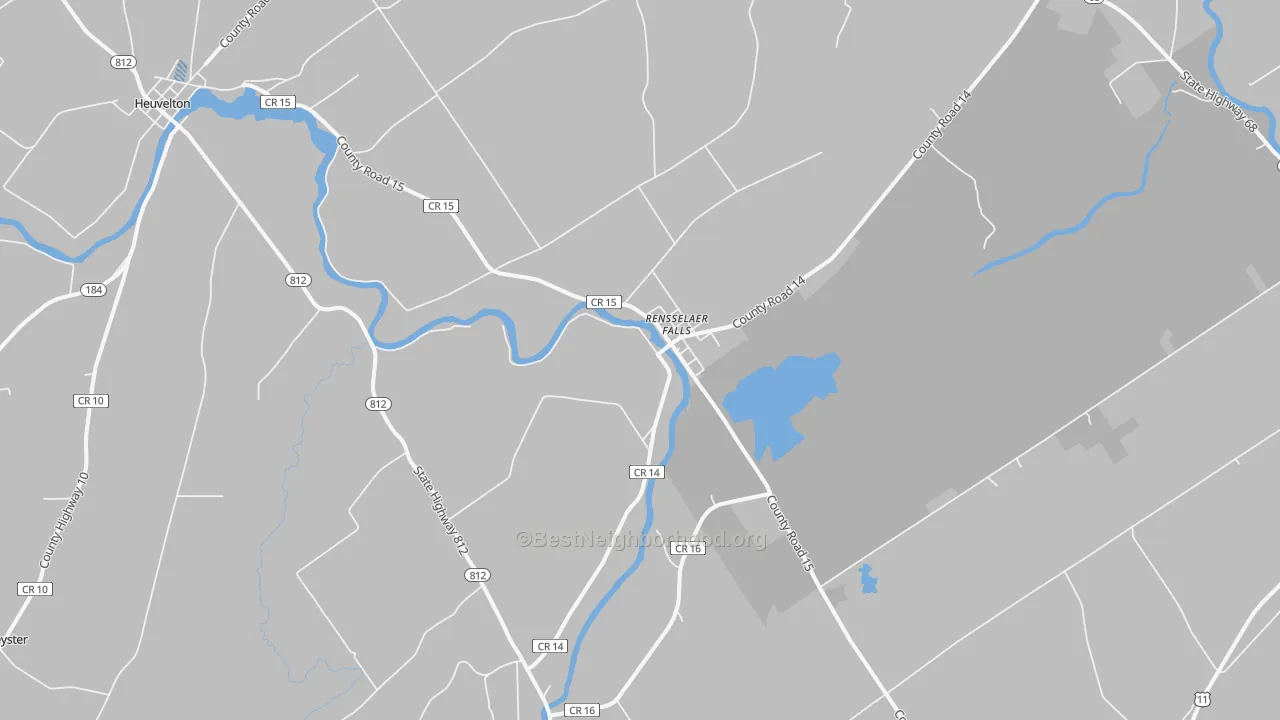 Transit Grade map of Rensselaer Falls, NY