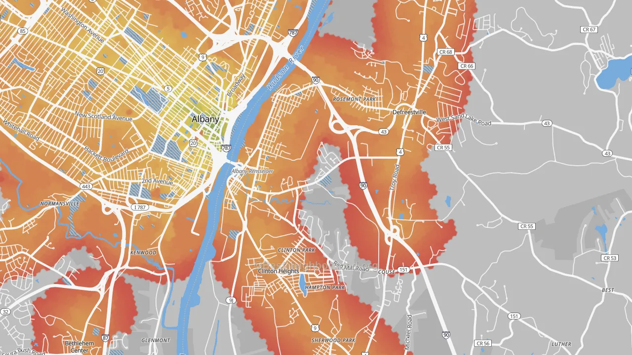 Transit Grade map of Rensselaer, NY