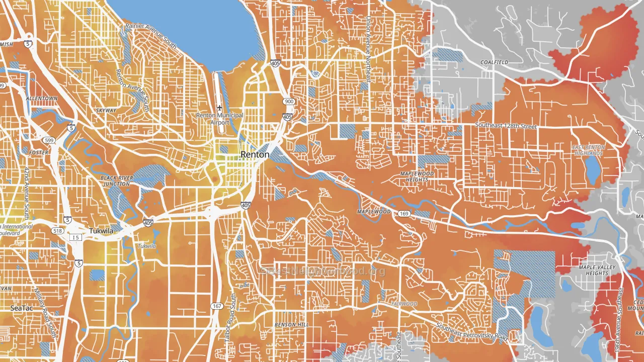 Transit Grade map of Renton, WA
