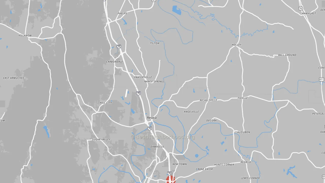 Transit Grade map of Resaca, GA