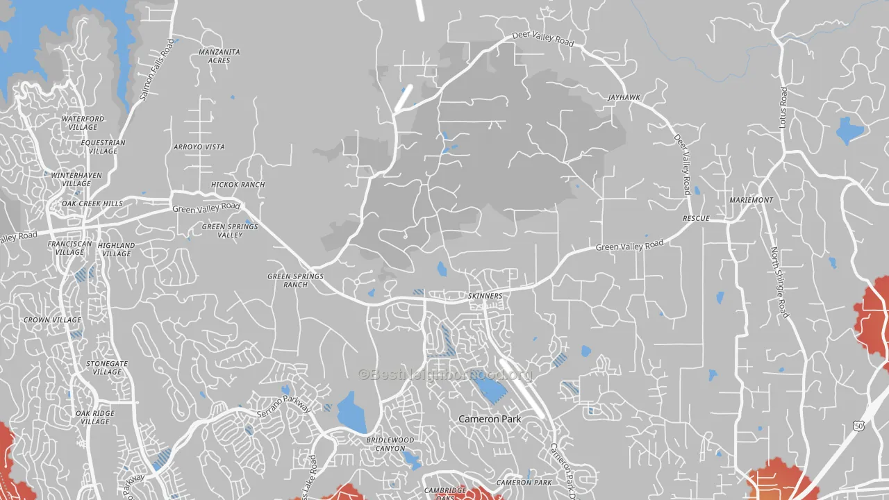 Transit Grade map of Rescue, CA