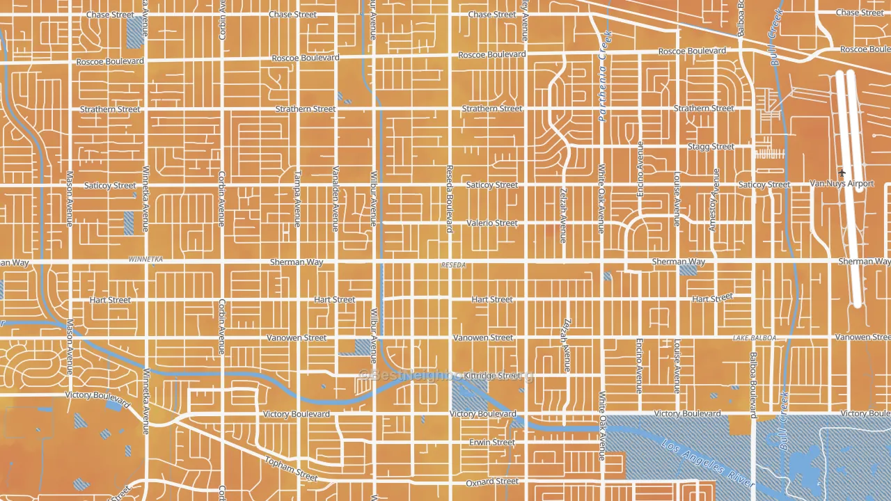 Transit Grade map of Reseda, CA