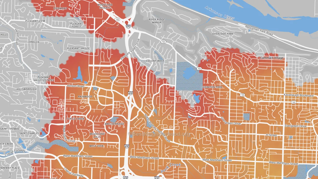 Transit Grade map of Reservoir, Little Rock, AR
