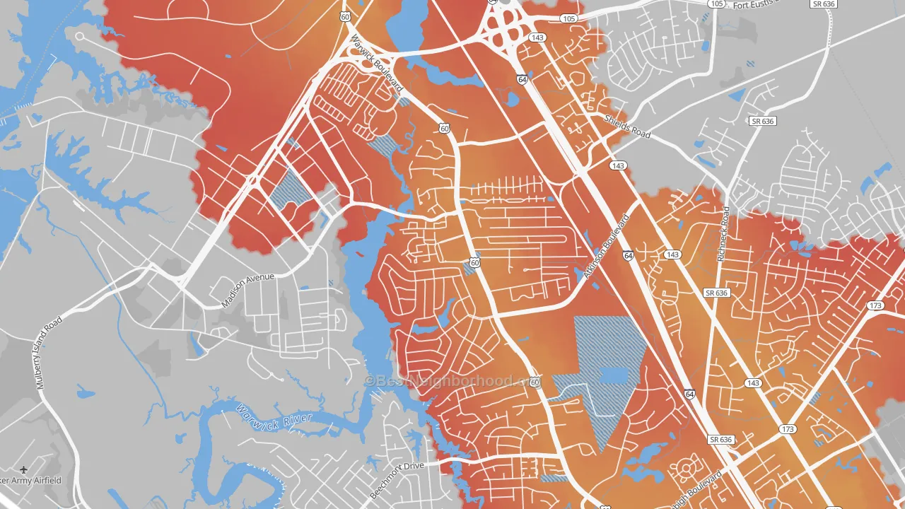 Transit Grade map of Reservoir, Newport News, VA