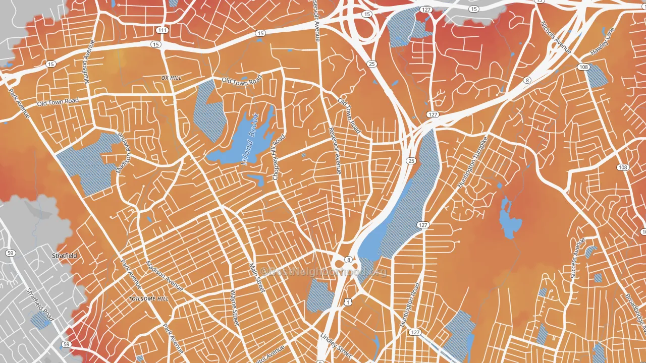 Transit Grade map of Reservoir-Whiskey Hill, Bridgeport, CT