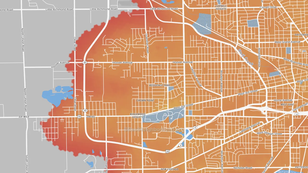 Transit Grade map of Residence Park, Dayton, OH