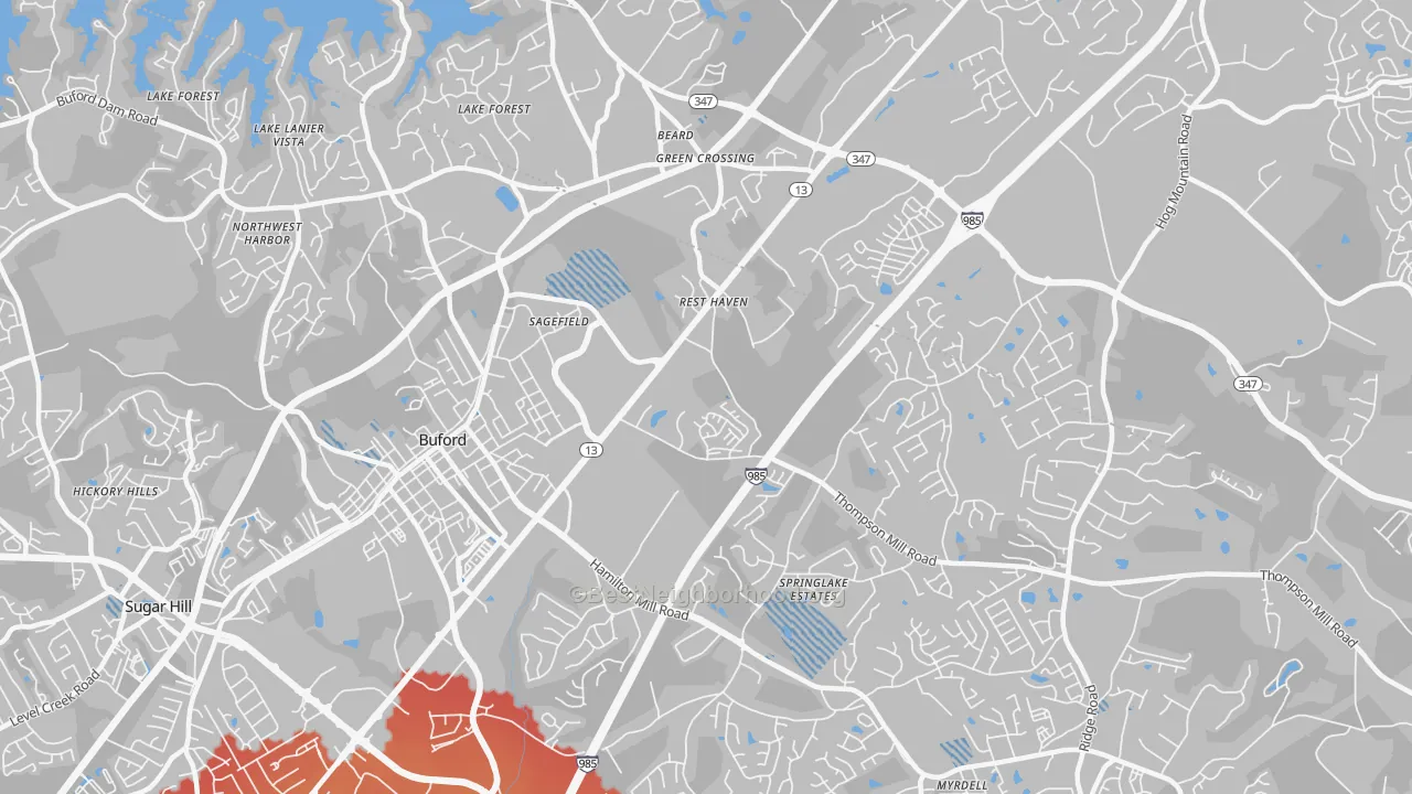 Transit Grade map of Rest Haven, GA