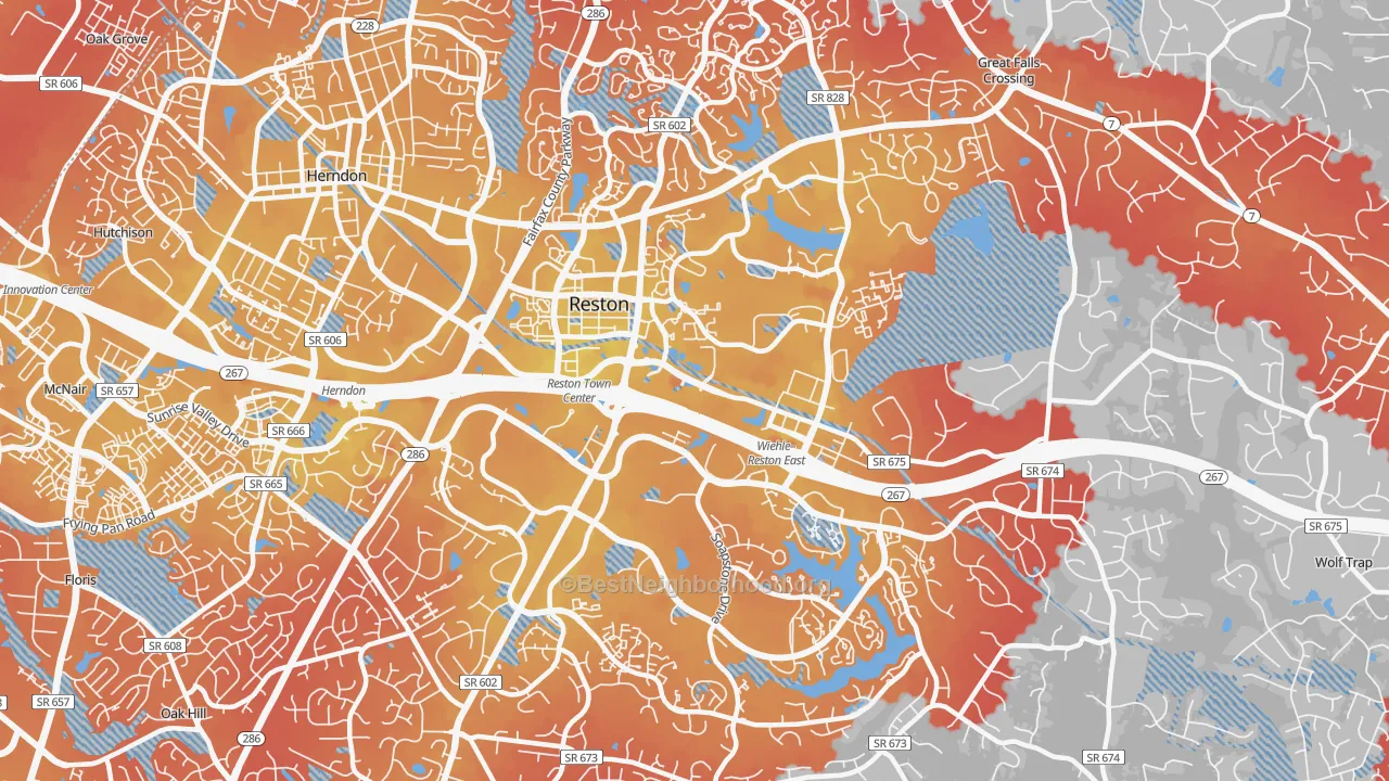 Transit Grade map of Reston, VA