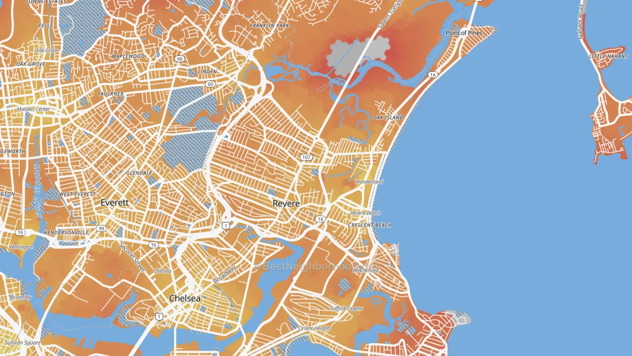 Transit Grade map of Revere, MA